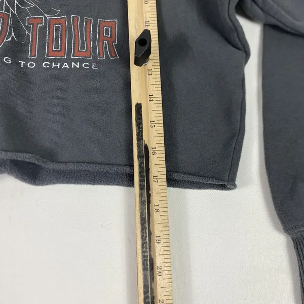 Hollister Hoodie Juniors XS Gray Mystic Soul World Tour‎ Cropped Fleece Pullover - Image 7
