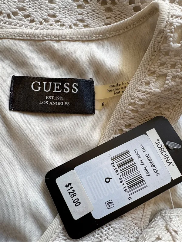 NEW Guess Size 6 Jordina Ivy Ivory Crochet Sheath Dress NWT - Image 3
