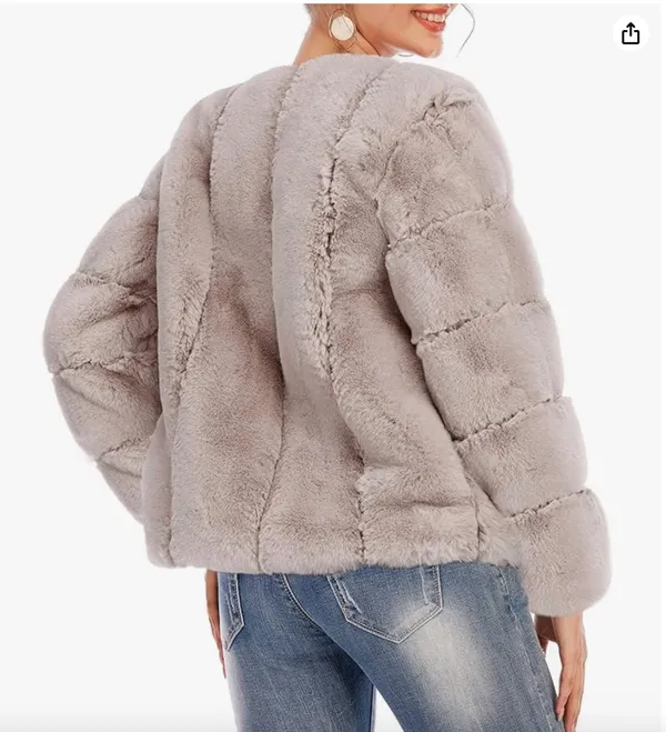 Fur Jacket Tan Size L - Image 2