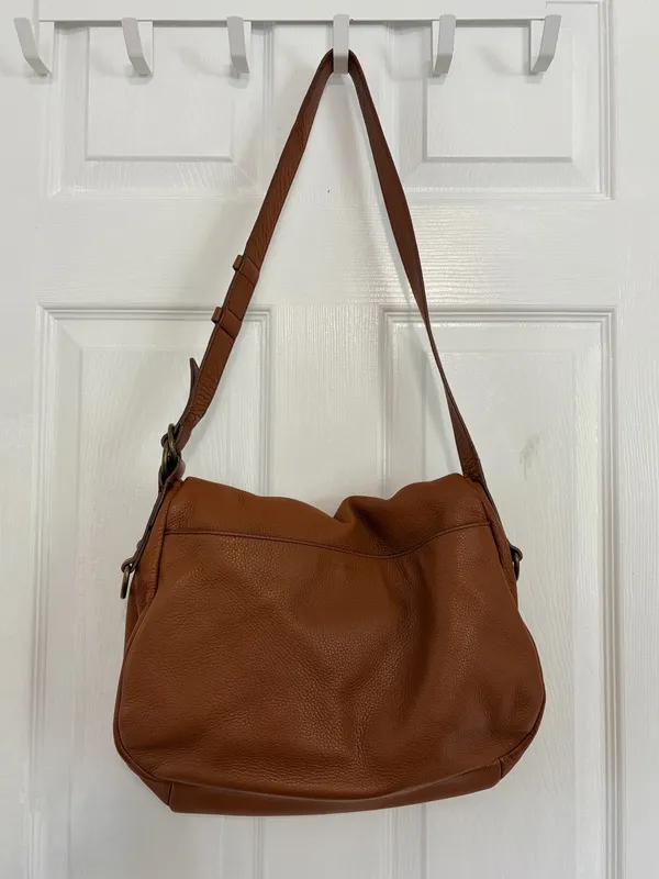 Lucky Brand Brown Leather Shoulder Bag Crossbody Boho Western Slouchy Vintage Style - Image 3