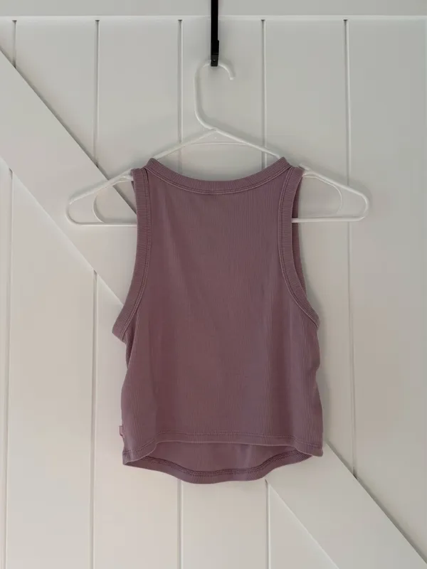 Cotton On Body Active Mauve Ribbed Curve Hem High Neck Tank Top - Image 2