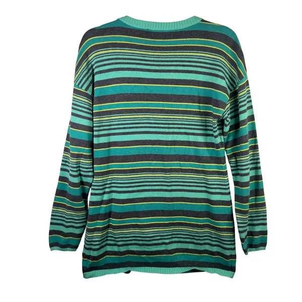 Oakley Y2K Stripe Cardigan Aqua Gray‎ Indie Grunge Soft Girl Sweater Mallcore S - Image 2