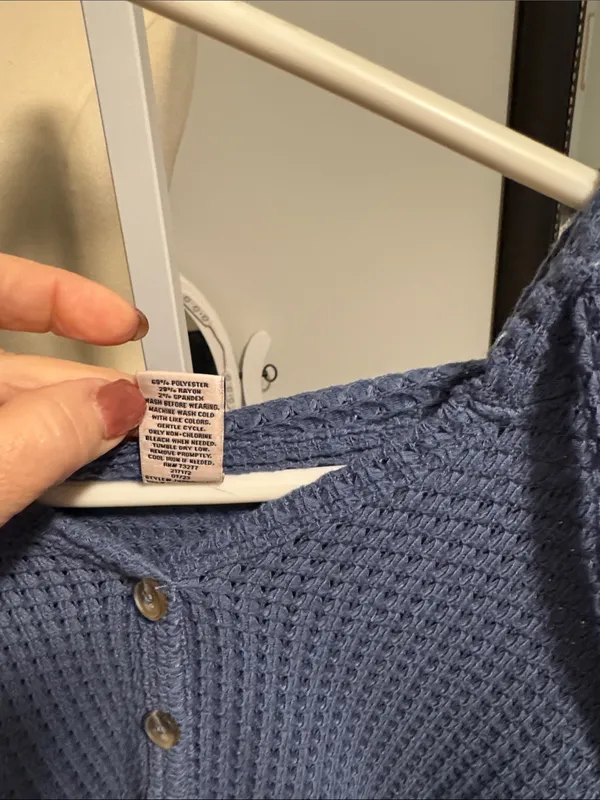 SO Blue Waffle-Knit Peplum Hoodie - Image 3