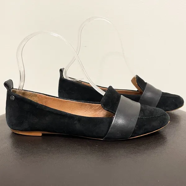Ugg Black Jonette Suede Leather Flats 6 Almond Toe *No Box* - Image 3