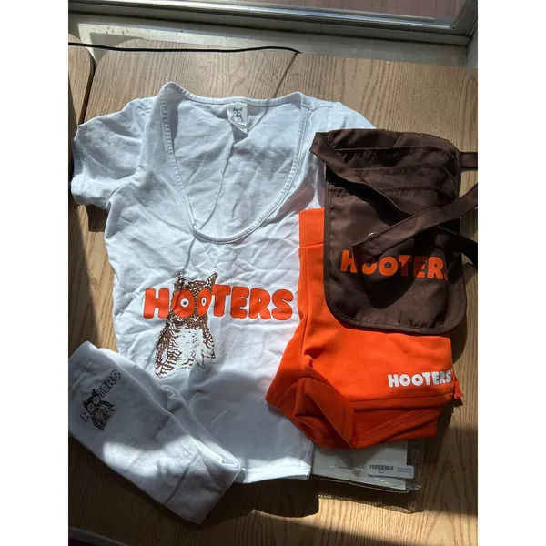 New Spirit 5pc Hooters girl Halloween Costume Shorts Pouch Socks Name Tag Xs 0-2 - Image 9
