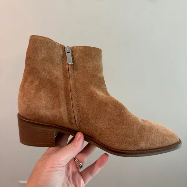 Aquatalia Reeta Tan Brown Weatherproof Suede Ankle Boots Made in Italy Womens 7 - Image 6