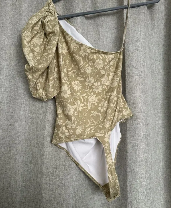 Anthropologie Floral One-Shoulder Bodysuit - Image 4