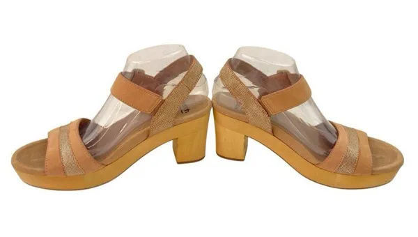 Earth Chunky Platform Sandals Womens 9M Dusty Pink Wood Heel Hippie Festival - Image 7