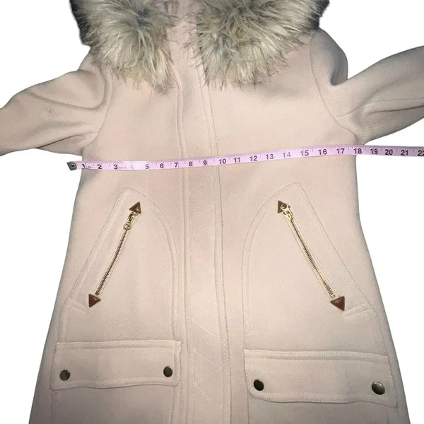 J. Crew Chateau Parka Italian Stadium Cloth Wool Coat Hooded Size 2T Tall‎ Beige - Image 8