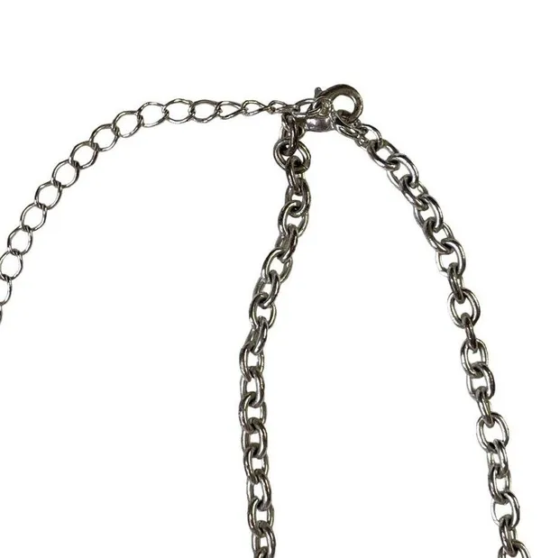 Womens Choker Chain Necklace Silver Tone Black Pendant Adjustable Length Fashio - Image 5