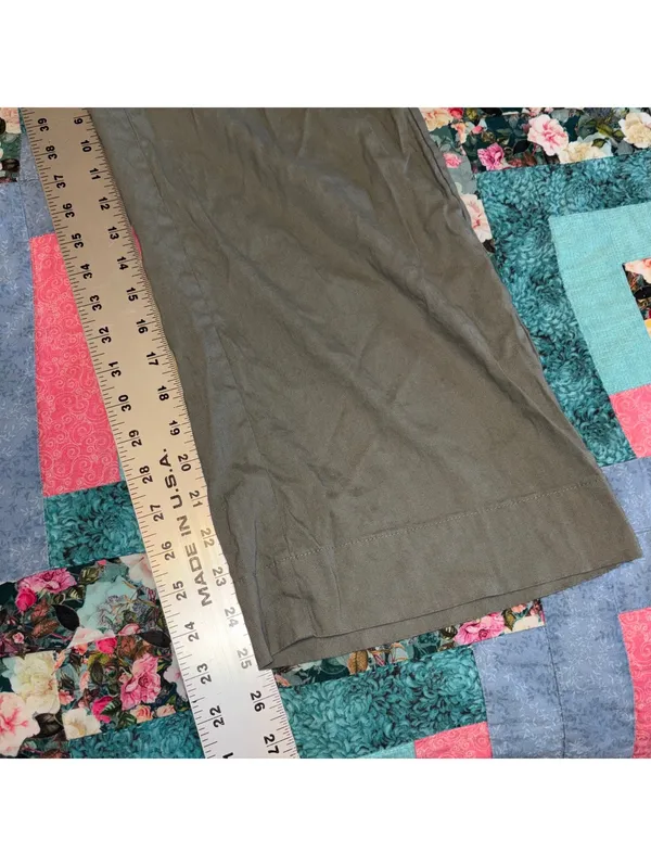 J.Jill $119 Woman S 55% Linen Spandex Blend Wearever Stretch olive cropped pants - Image 7