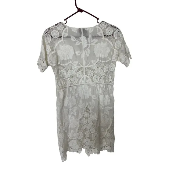 Anthropologie WHITE lace dress Size XS crochet beach coastal fairy - Image 4