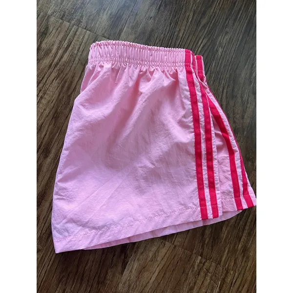 Unbranded Pink Athletic Shorts Dark Pink Side Stripes - Image 3