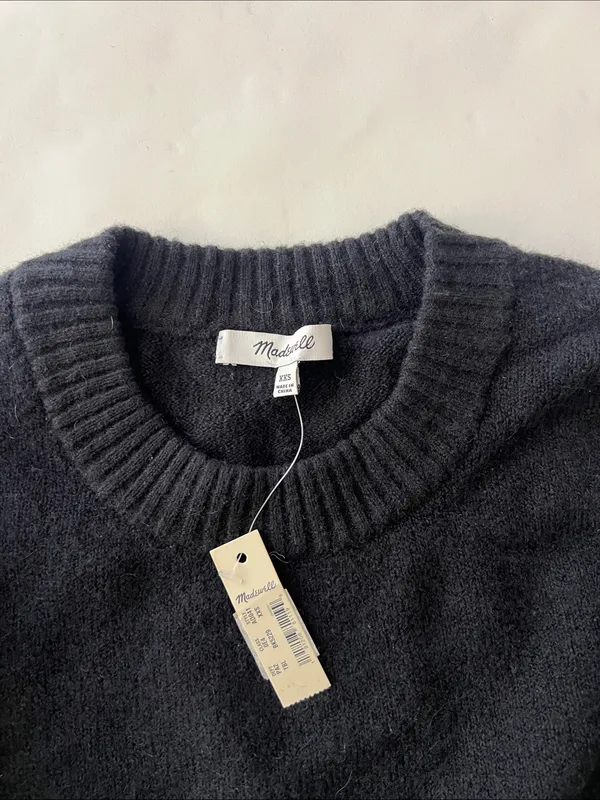 NWT Madewell Black Balloon Sleeve Stretchy Longsleeve Sweater XXS - Image 4