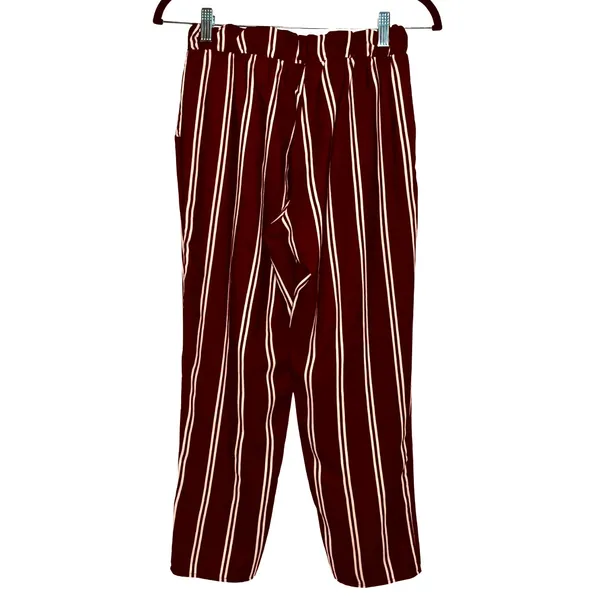 Honey Punch Wide Leg Boho Crop Pants Red & White Striped Trousers Size Small - Image 3