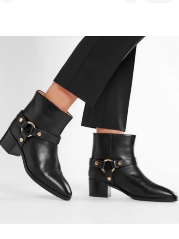 Stuart Weitzman Leather Expert Moto Boots Black Size 6 Retail $595.00 - Image 3