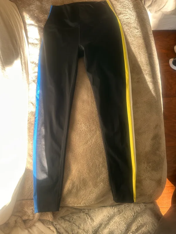 Black splits59 ‘Harper’ “leggings w blue and yellow stripe - Image 5