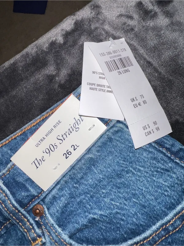 Abercrombie & Fitch The 90s Straight Ultra High Rise Jean Size 26 (2 Long) New - Image 11