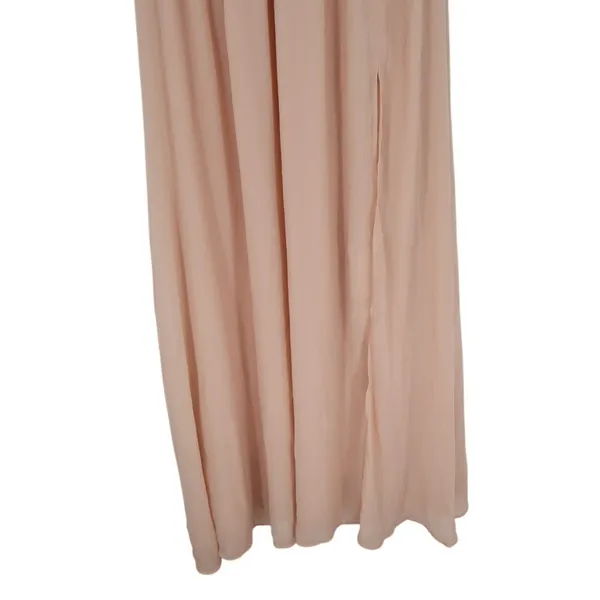 Lulus Heavenly Hues Maxi Dress Women's Medium Blush Pleated V-Neck Front Slit - Image 4