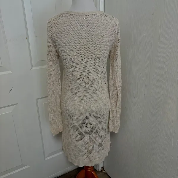Free People Diamond Crochet Knit Long Cardigan Duster M2 - Image 5