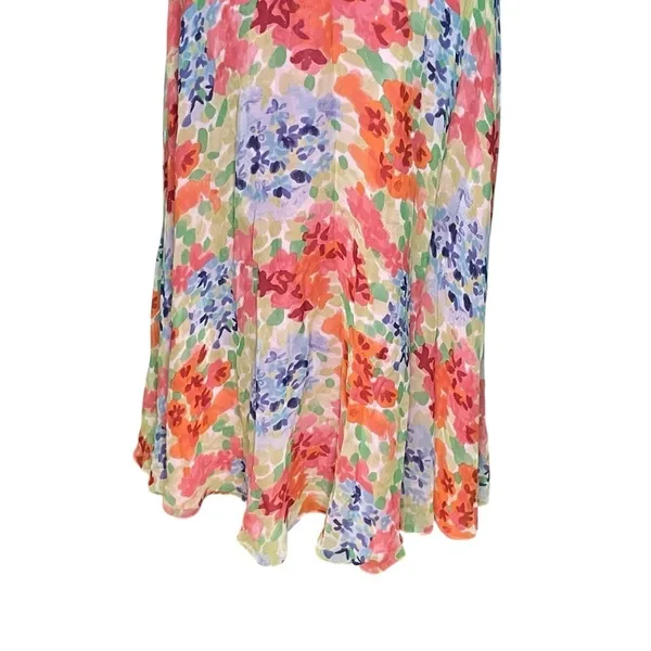 Talbots Silk Floral Sleeveless Midi Dress Pink Multicolor y2k Size 10 - Image 7