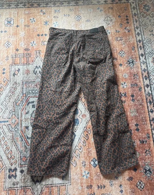 Madewell Leopard Low Slung Baggy Jeans Dark Coffee Print - Image 8