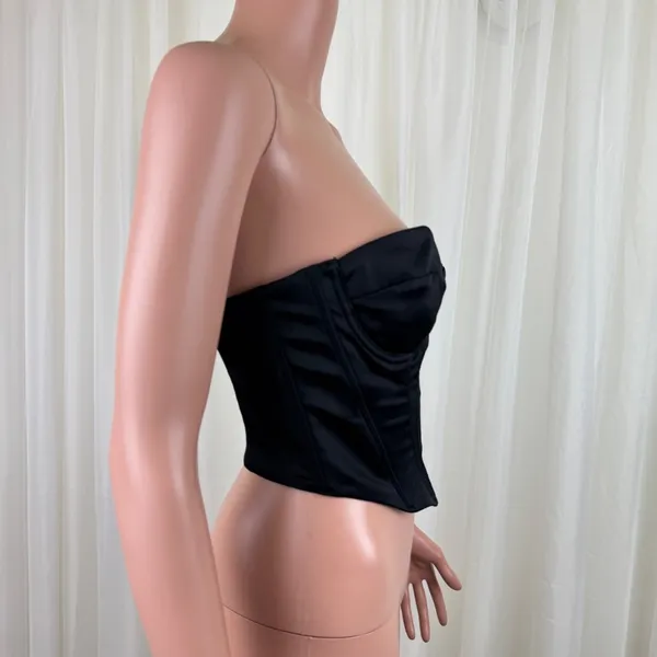 Women's White Fox Strapless Corset Bustier Longline Bra Top Sz Medium Black - Image 3