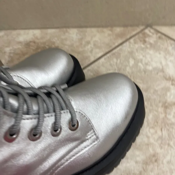 Dr Martens Jadon Metallic Silver Platform Boots 8-Eye Side Zip Womens 8 leather - Image 6