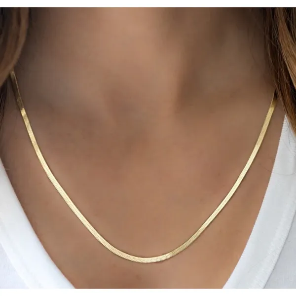 NEW Unisex 2mm‎ Gold Filled Layering Herringbone Chain Necklace 18-20” - Image 3