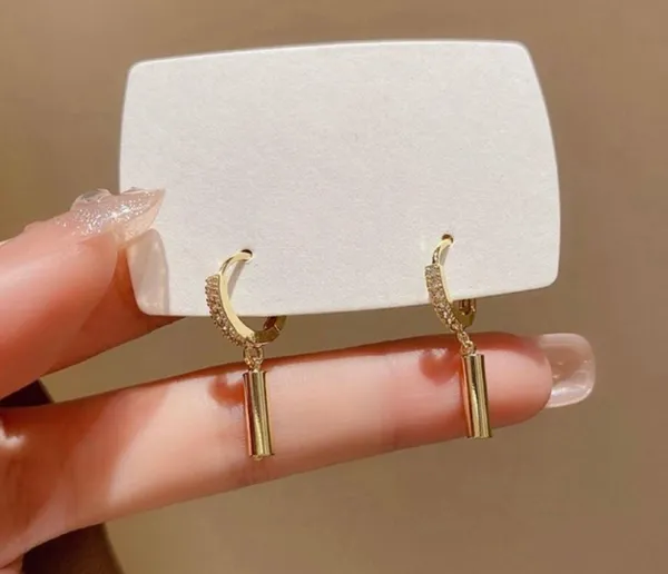 18K Gold Plated Circle Bar Dangle Drop Earrings for Women,Huggie Hoop Earrings - Image 5