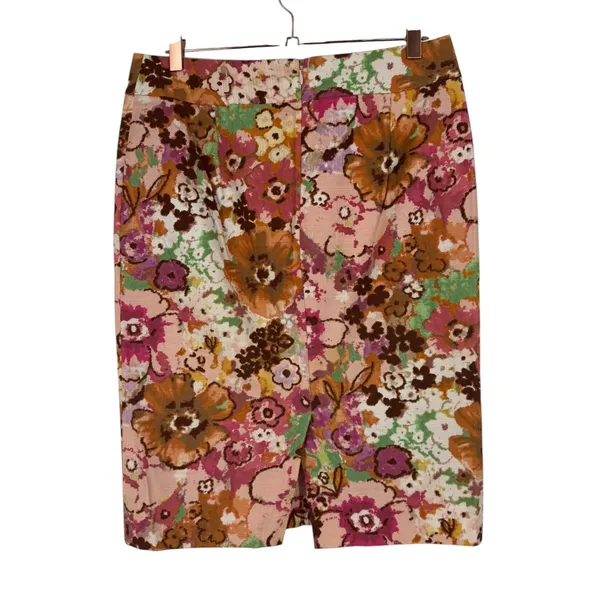 J.Crew Womens Watercolor Floral Pencil Skirt Cotton‎ Sz 6 Preppy Feminine Office - Image 4