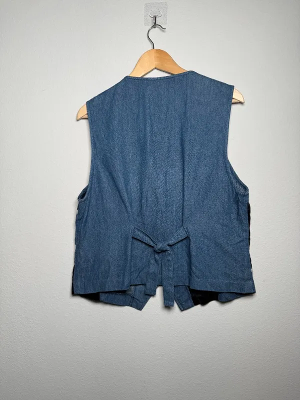 Vintage denim granny Button up vest - Image 3
