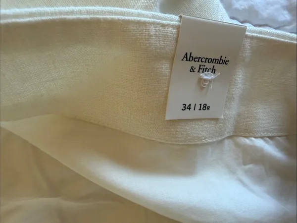 NWT Abercrombie & Fitch Wide-Leg High-Waist Pants Cream Linen Blend SZ-34 / 18R - Image 6