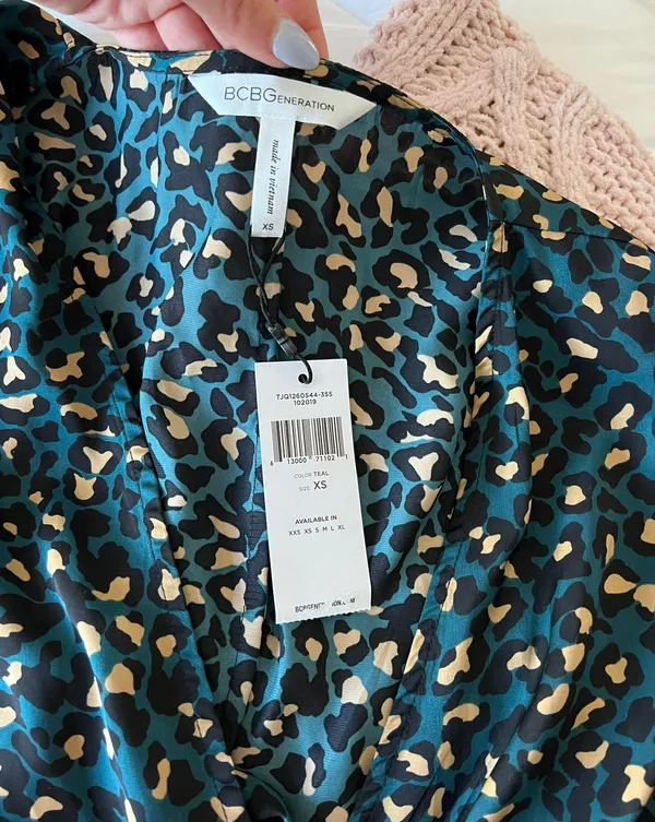 Blue Leopard Print Wrap Blouse  - Image 4