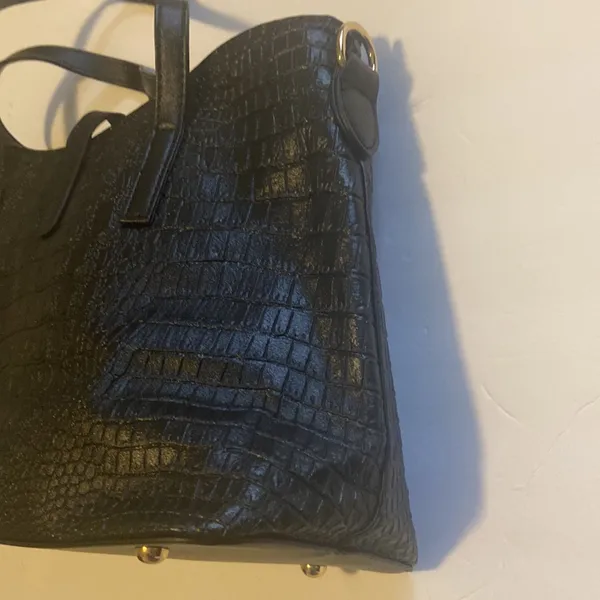 Crocodile embossed Bag set Black - Image 7