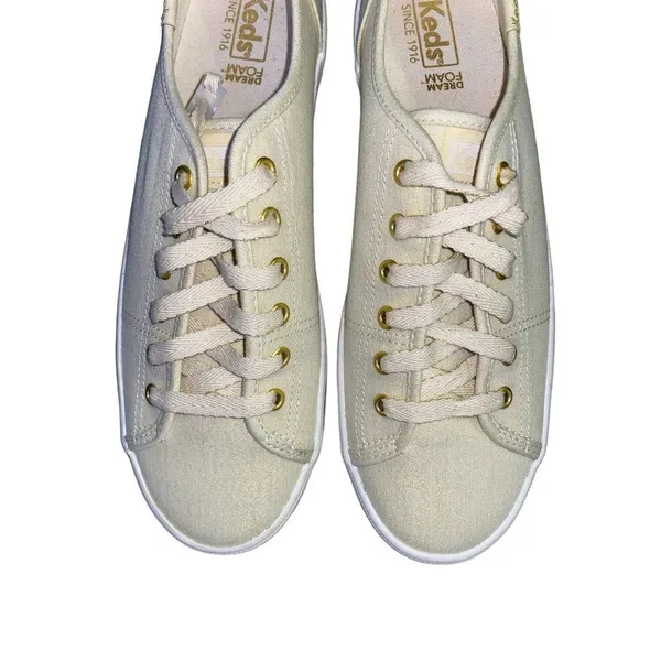 Keds Sneakers Womens 9 Used Cream Gold Shimmer Excellent Used Condition - Image 4