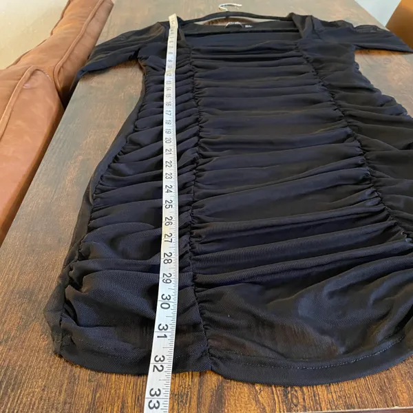 Mesh front ruching LBD Black Size 8 - Image 8