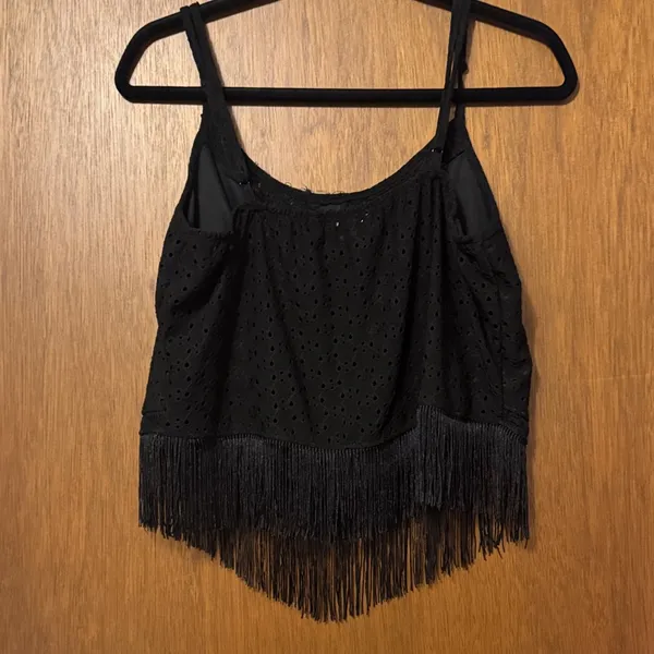 Daytrip Chic Black Lace Fringe Crop top - Image 2
