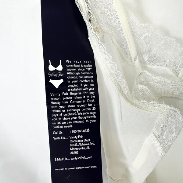 VTG Vanity Fair Modern Romance 36 Ivory Lace Slip Nightgown Sleepwear NWT 1808‎ - Image 7