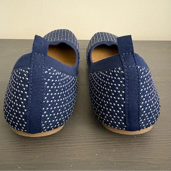 Seychelles knit ballet flats round-toe stretch knit upper‎ navy white dot 8.5 - Image 4