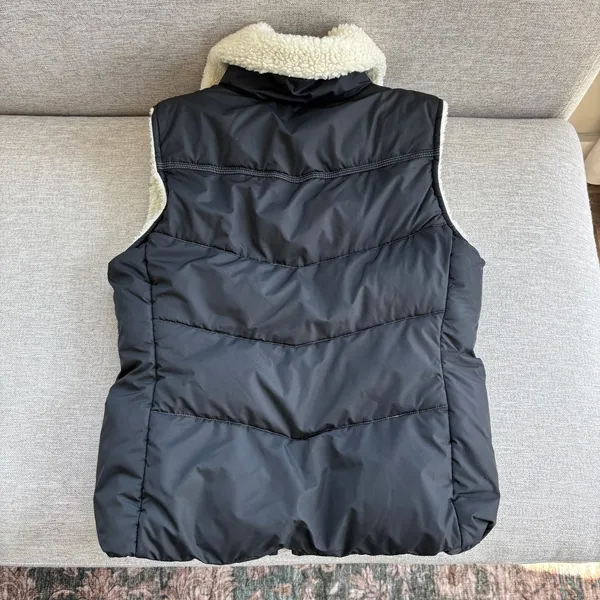 Y2K Xhilaration Puffer Vest M Black Sherpa Collar Fall Winter Gorpcore Utility - Image 8