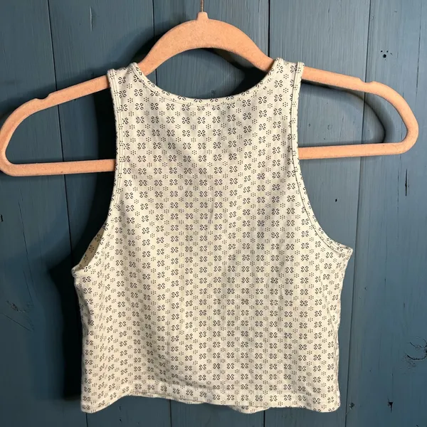 Aeropostale White & Black Patterned Crop Tank Top | Medium - Image 3