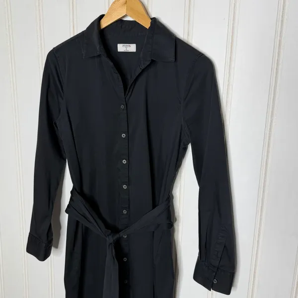UNTUCKIT Angelina Black Button Front Belted Shirt Dress Long Sleeve Women 897 - Image 3