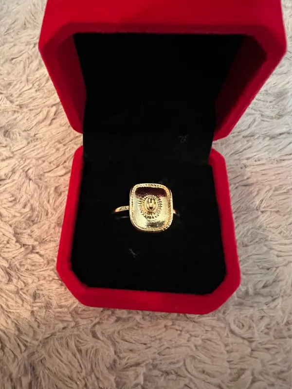 Women’s Golden Embellished Statement Ring Size 8 - Image 2