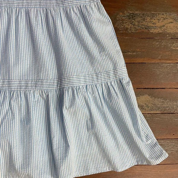 Southern Tide Evelyn Seersucker Tiered Blue & White Cotton Dress - Sz XS 💚🎀 - Image 10