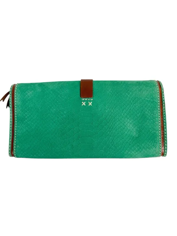 Madewell 1937 Accessories Green Suede Snakeskin Leather Wristlet Clutch Wallet - Image 6