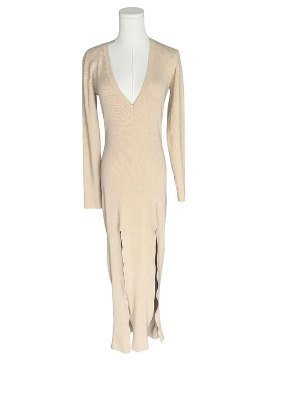 Lioness - Opulence Maxi Sweater Dress Cream Beige Sz S - Image 3