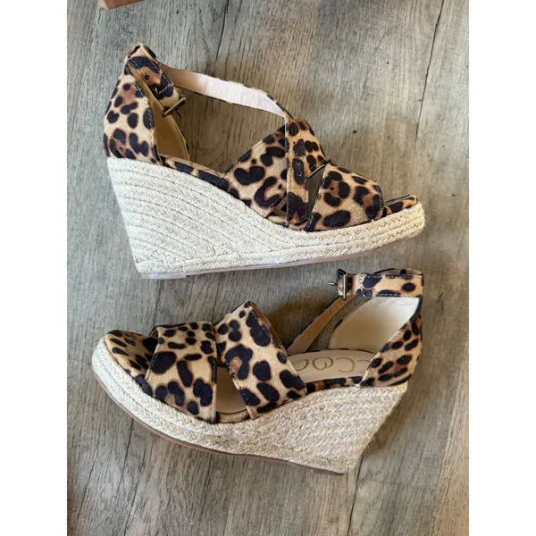 Cocci Womens Leopard Print Espadrille Wedge Sandals Brown Animal Print‎ Size 7 - Image 3
