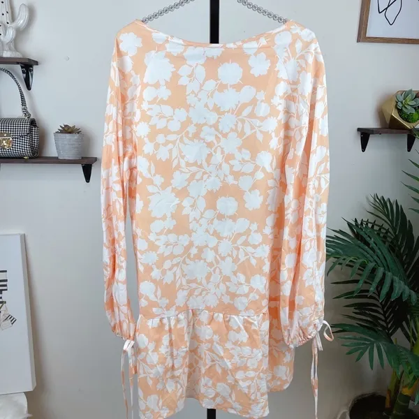 Charlie Holiday Eve Floral Linen Blend Drop Waist Mini Dress Boho Vacation - Image 9