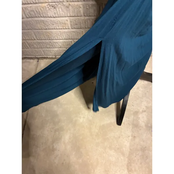 SMALLSHOW Teal Ruched Midi Dress Side Slit‎ Tank Sleeveless Women's Size L - Image 3